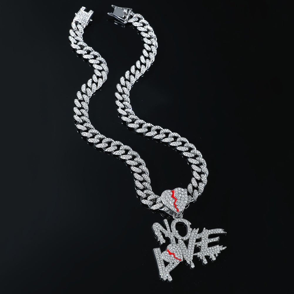 Wholesale Diamond-stitched Letter Love Pendant Men's Clavicle Chain